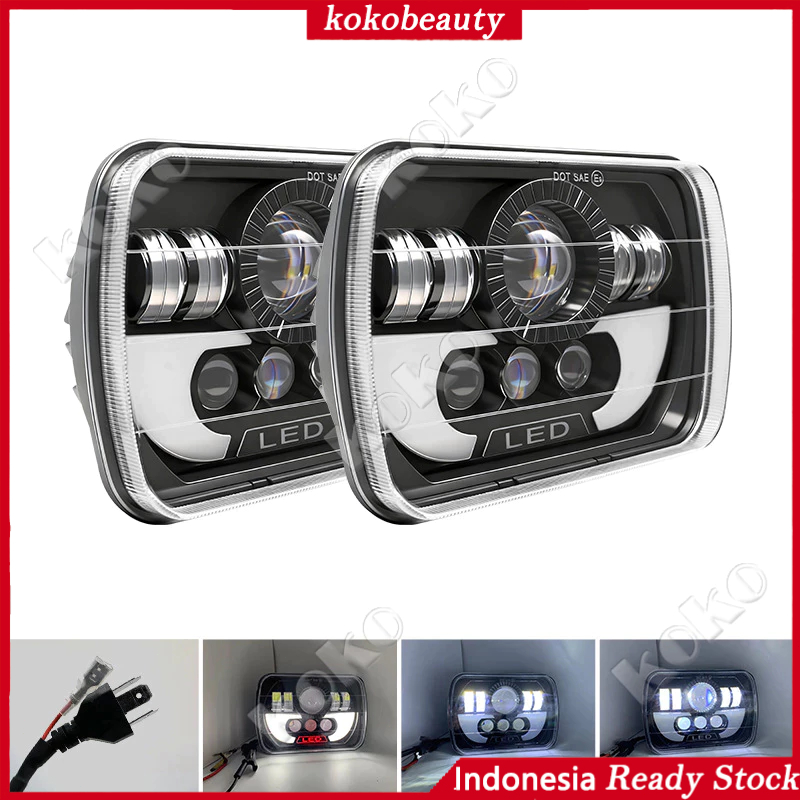 7 Inch Lampu Tembak Depan LED Persegi Kotak 90W Jeep Katana Feroza Taft L300 / Lampu Led Depan Varia
