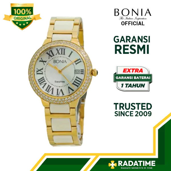 Jam Tangan Wanita Bonia 100% Original -Ceramic Gold BNB10035-2221S