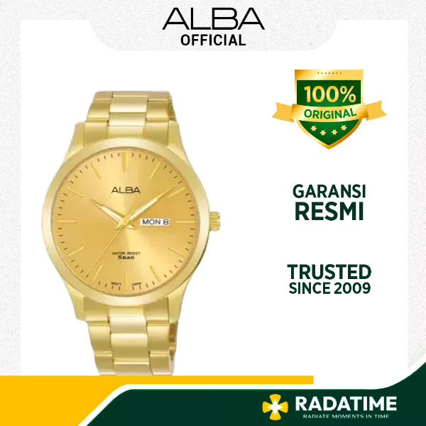 Jam Tangan Pria Alba Original Gold Garansi AJ6128 X1