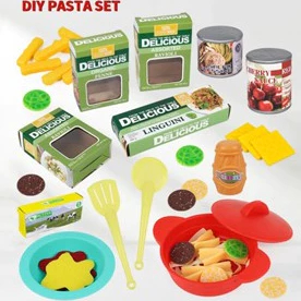 Mainan Edukasi Anak DIY Mainan Masak Masakan Dapur Set Spageti Kentang Goreng Set 36pcs