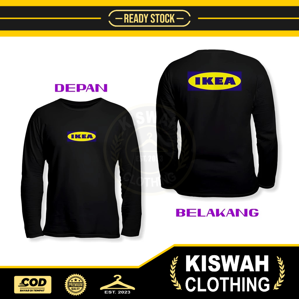 Kaos Tshirt IKEA 2 DB Lengan Panjang Baju Perusahaan