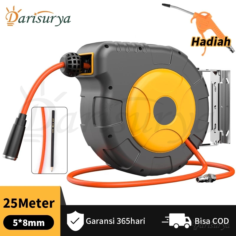 Automatic Air Hose Reel 25M Selang Air hose reel 5/8mm selang angin gulung selang Kompressor Krisbow