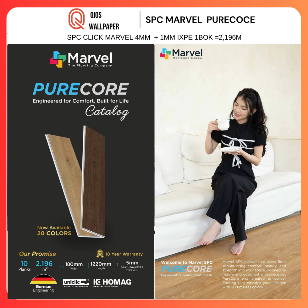 VINYL KLIK SPC MARVEL | Lantai Vinyl SPC 5mm | Vinyl SPC Flooring