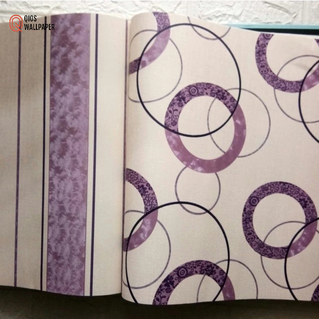 wallpaper dinding ruang tamu minimalis ungu 3D