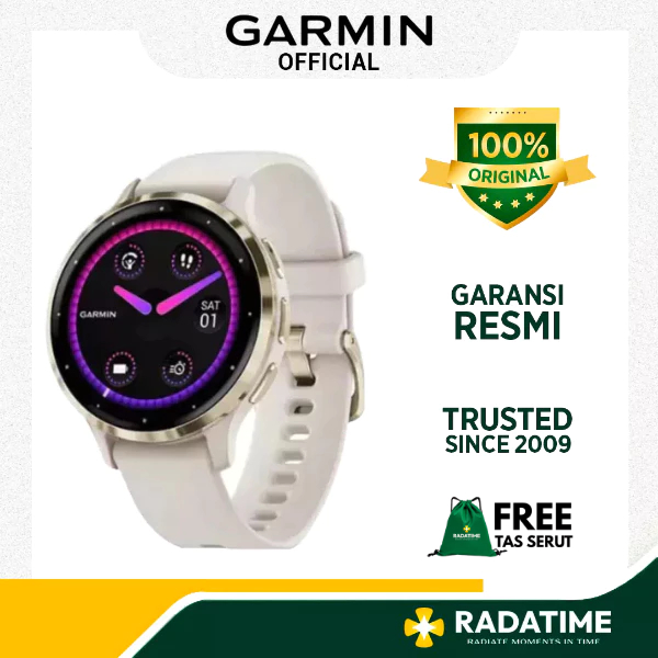 Jam Tangan Wanita Garmin Venu 3S Cream Gold Bezel with Ivory Case 100% Original Soft Gold