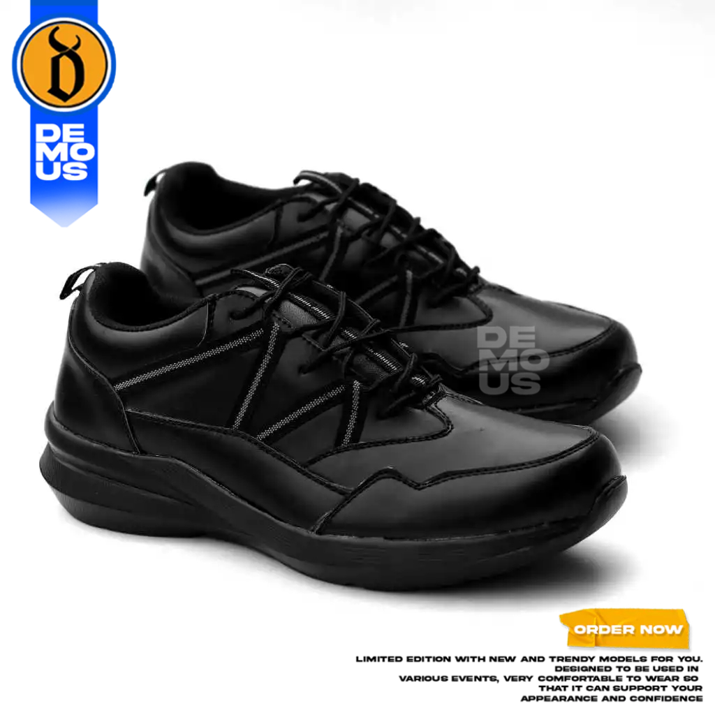 DEMOUS - Sepatu Sneakers Pria Hitam Chunky Shoes Sport Casual Pria