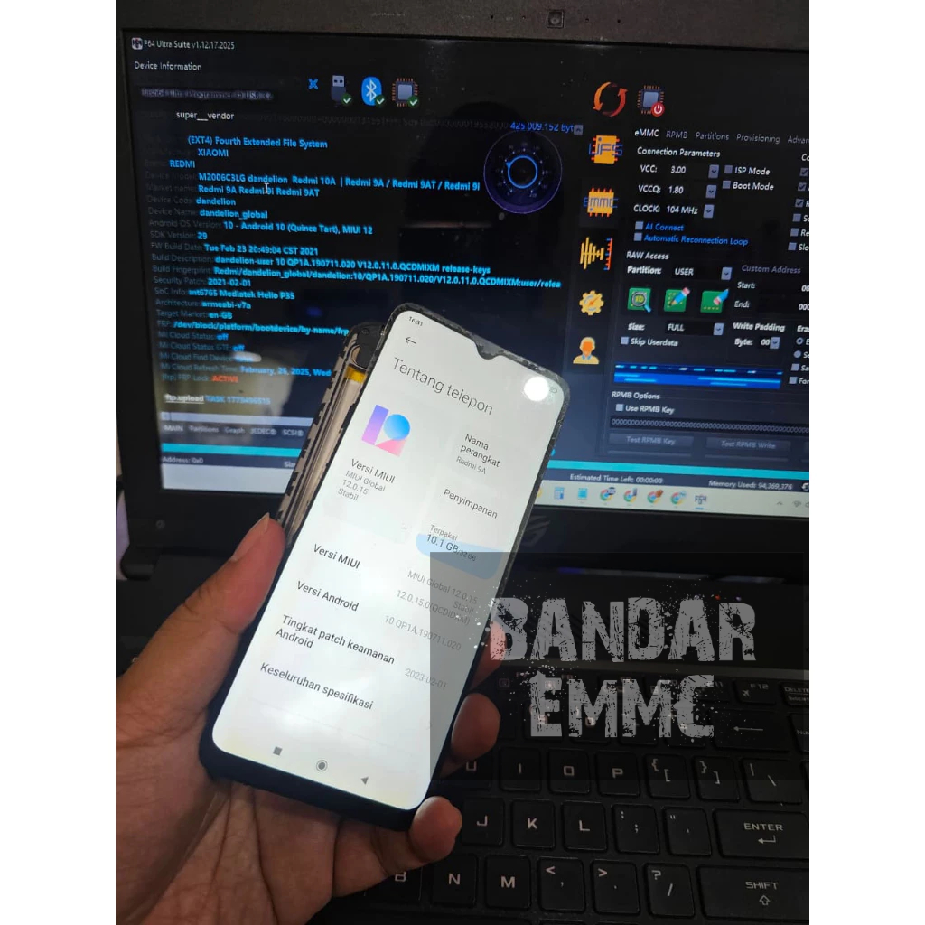 EMMC ( BGA 153 ) REDMI 9C AUTO ON langsung nyala tanpa BUGS wifi,imei,update AMAN 