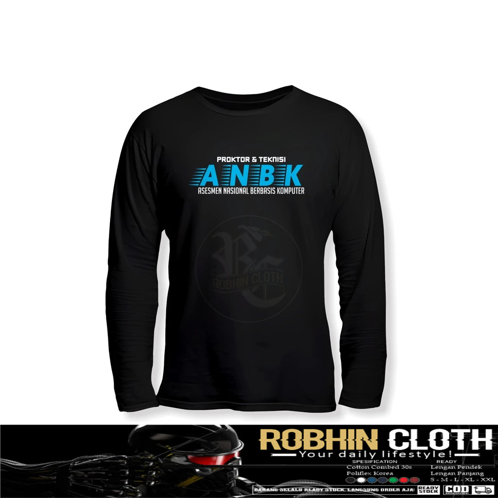Kaos Baju ANBK ASEMEN NASIONAL BERBASIS KOMPUTER Logo Lengan Panjang Kaos Distro