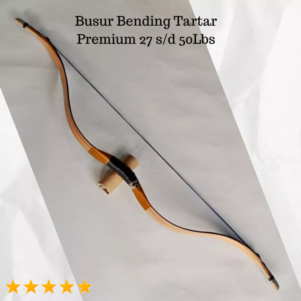 Busur Bending Tartar siyah jepit tanpa lilit Premium Dewasa