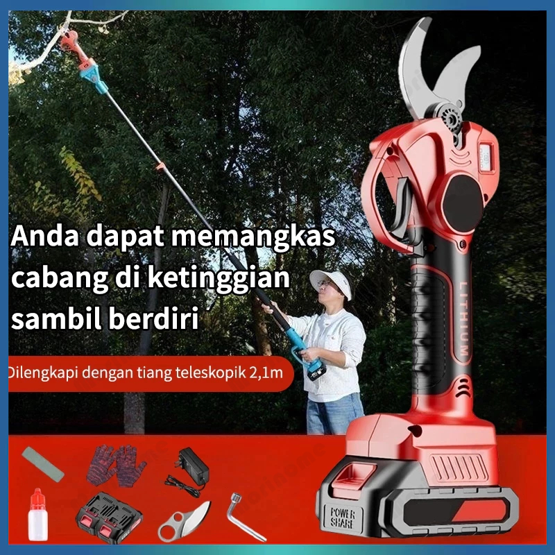 [2Baterai+Tiang] Gunting Dahan Listrik Gunting Taman Elektrik Garden Cordless Pruning Shear Scissors