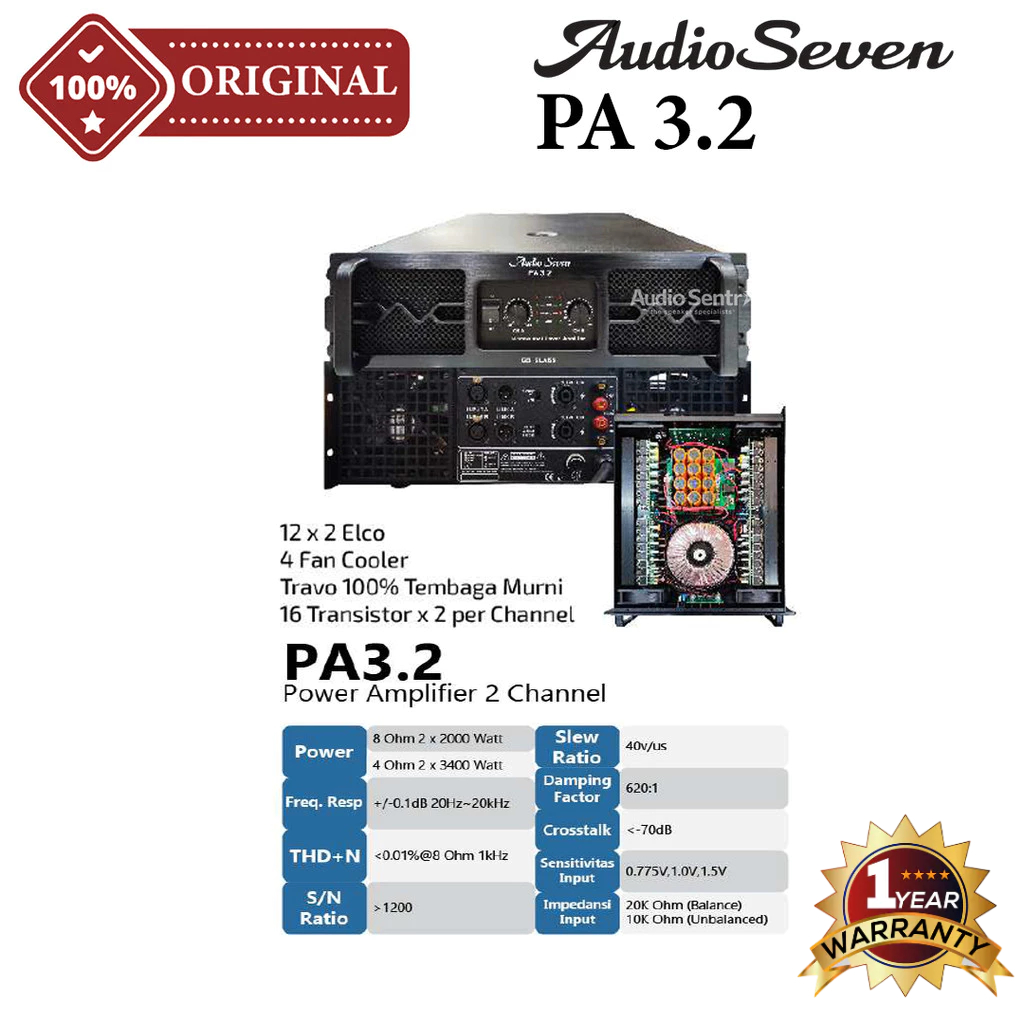Power Amplifier 2 Channel AUDIO SEVEN PA 3.2 | PA3.2 | PA 3 2 Original