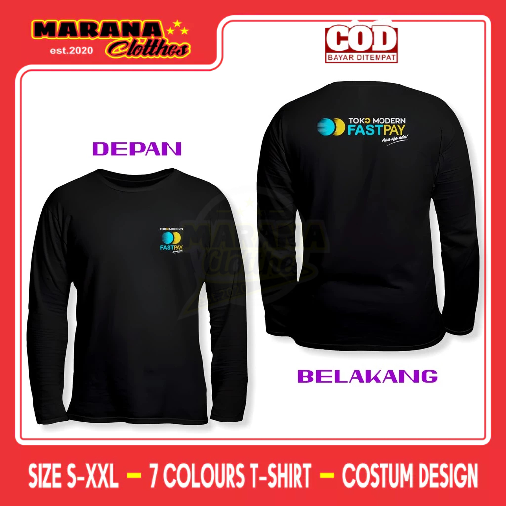 Kaos Toko Modern FASTPAY Logo DB Lengan Panjang Baju Perusahaan