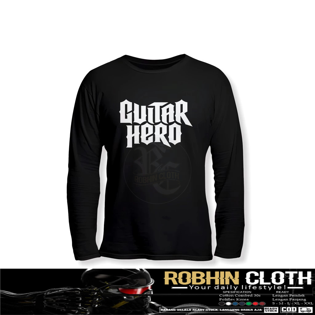 Kaos Baju Guitar Hero Lengan Panjang Baju Game
