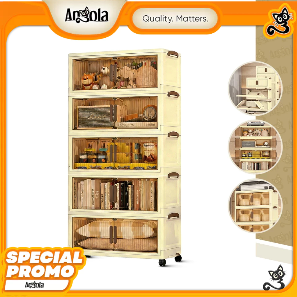 Angola Lemari Lipat Storage Box Susun 5 Tingkat Tempat Penyimpanan Barang Kecil G54A-G56A Lemari Pak