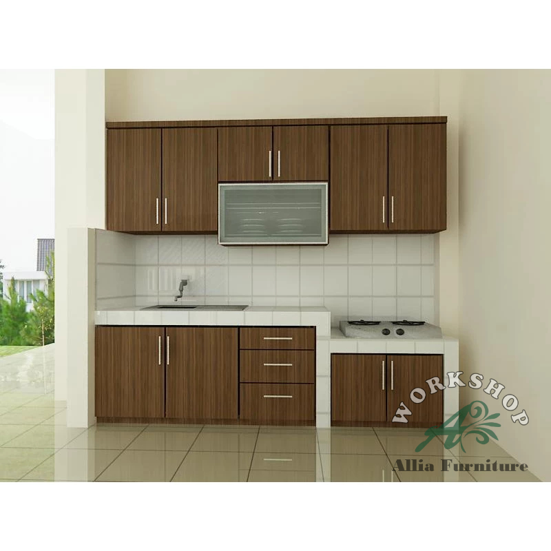 Kitchen set minimalis desain simpel model woody