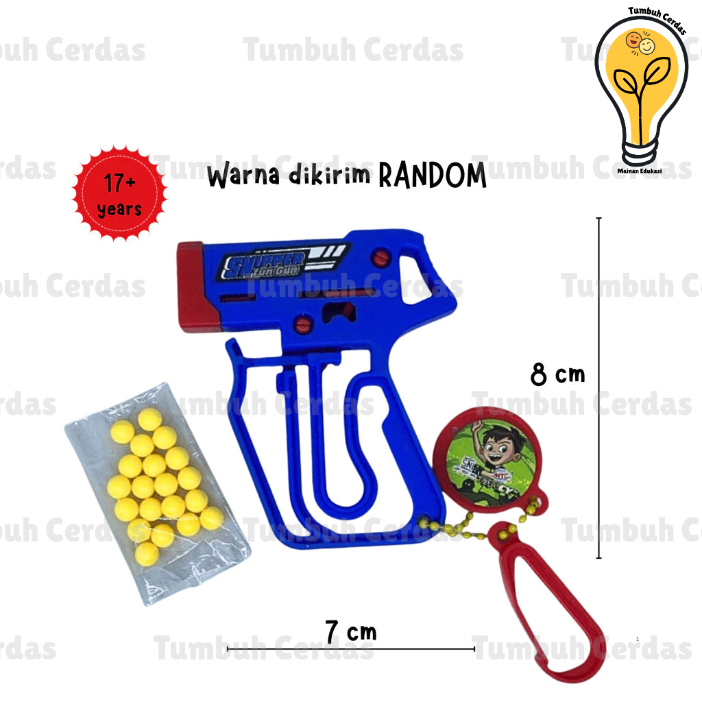 Mainan fun gun pistol mini shooter Toy Gun dengan aksesoris gantungan [Tumbuh Cerdas]