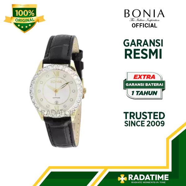 Jam Tangan Wanita Bonia Sapphire 100% Original Gold B10011-2259S