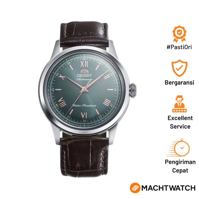 Jam Tangan Pria Orient Classic RA-BB0001E Bambino Automatic Green Dial Brown Leather Strap