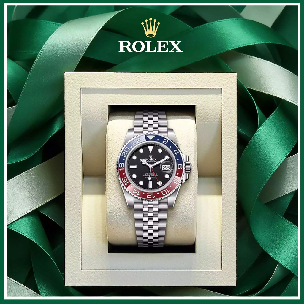 [100% Asli] Jam tangan pria Rolex original 100% otomatis Gmt Master II 2 Automatic 18CT Teflon mater