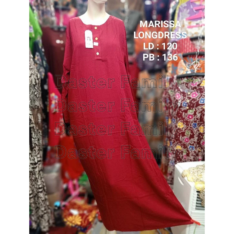 Daster Marissa Longdress Jumbo Lengan Panjang Polos LD 120 cm Bumil Busui | Adem Nyaman