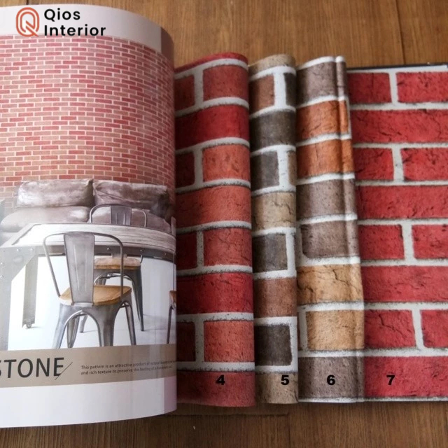 Wallpaper Dinding Murah Batu Bata Merah Orange Kombinasi 3d wallpaper
