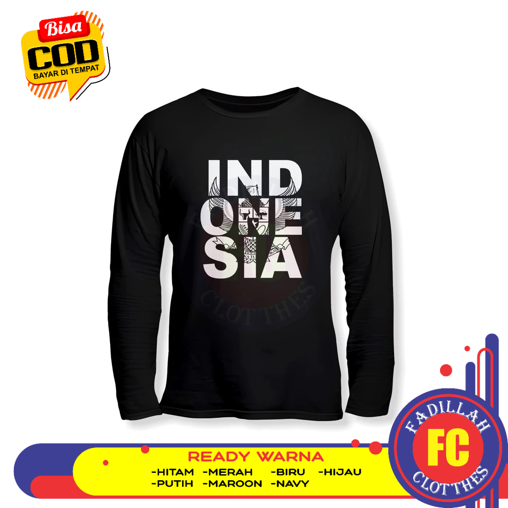 Baju Kaos Indonesia Logo Garuda Lengan Panjang Kaos Distro