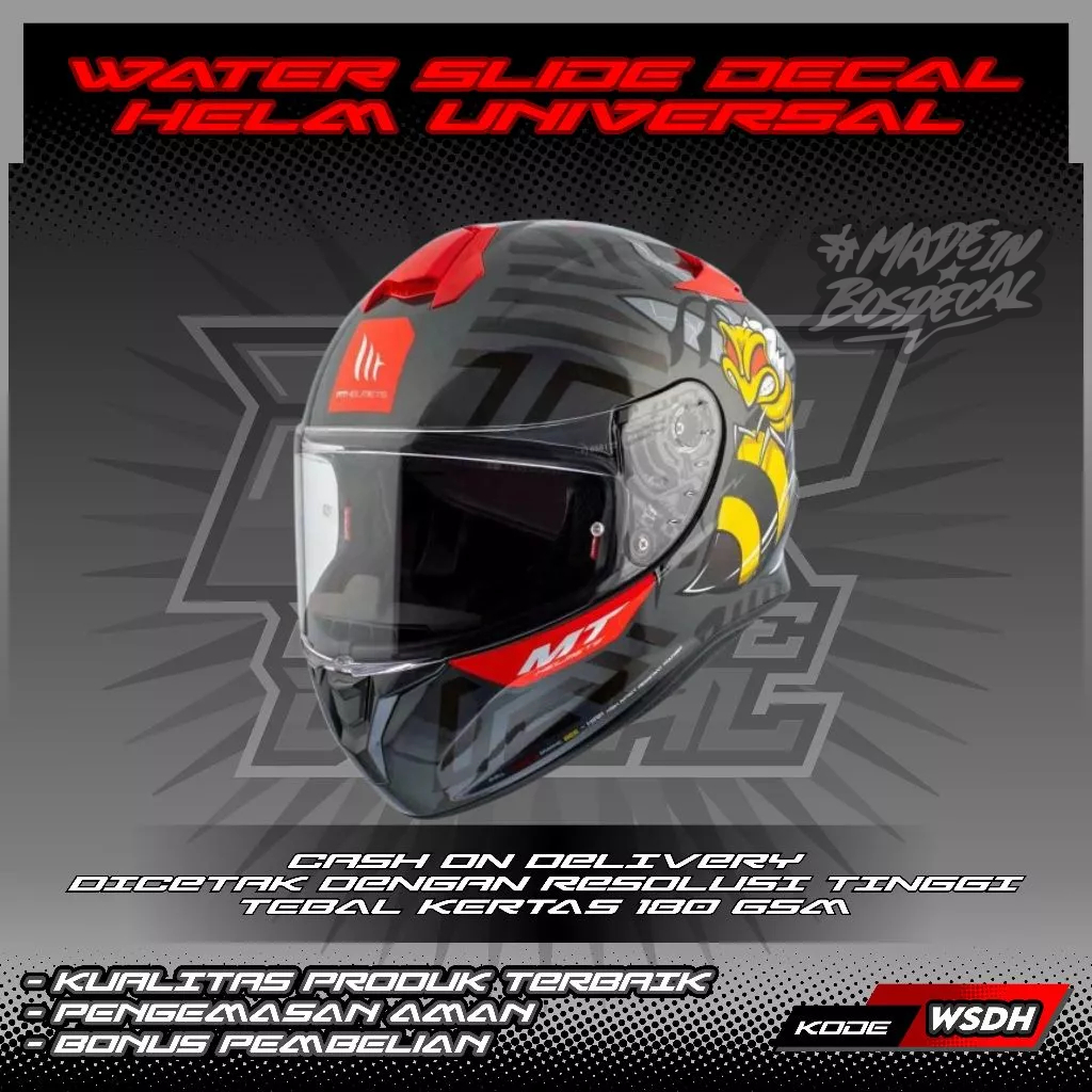 WATER SLIDE DECAL HELM FULL FACE/HALF FACE UNIVERSAL MOTIF TARGO BEE