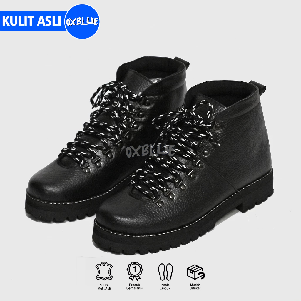 BREVIS - Sepatu Boots Tinggi Kulit Asli Pria