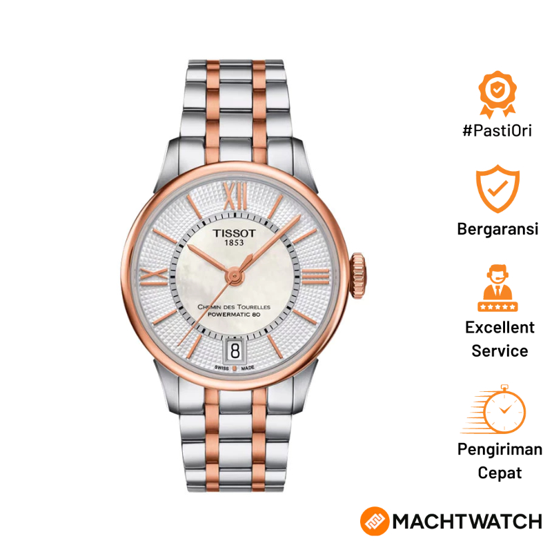 Jam Tangan Wanita Tissot Chemin Des Tourelles Powermatic 80 32mm T-Classic T099.207.22.118.02 MOP Di