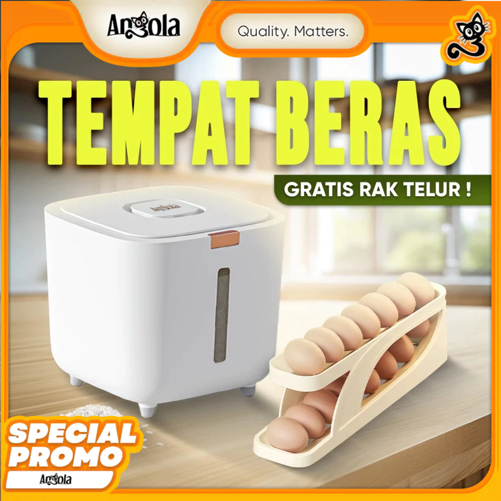 Angola Dispenser Beras 10 KG Tempat Penyimpanan Beras Wadah Beras Rice Box Gratis Hadiah
