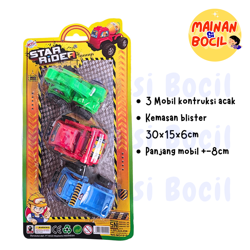 Mainan anak truk kontruksi isi 3pcs construction truck mobil proyek star rider