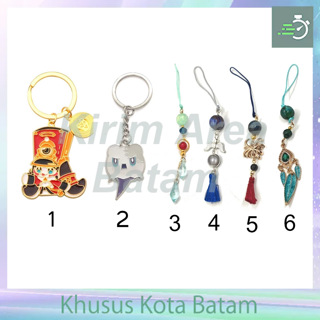 Gantungan kunci phone strap honkai star rail pom pom anaxa sunday aventurine blade