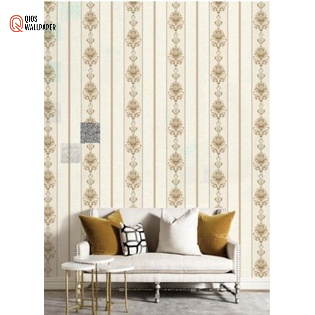 Wallpaper Dinding Murah Vinyl Premium Motif Garis Ruang Tamu Klasik