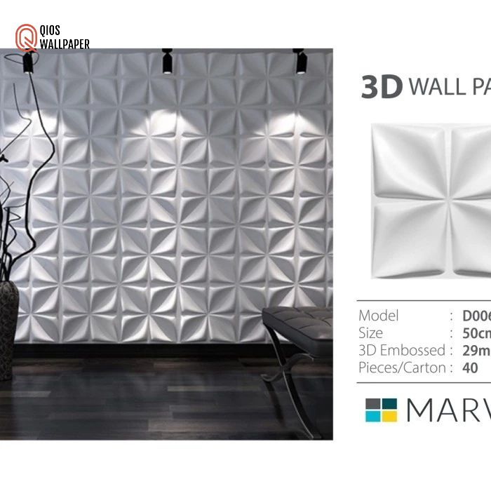3d wall panel pvc marvel 50cm x 50cm warna putih