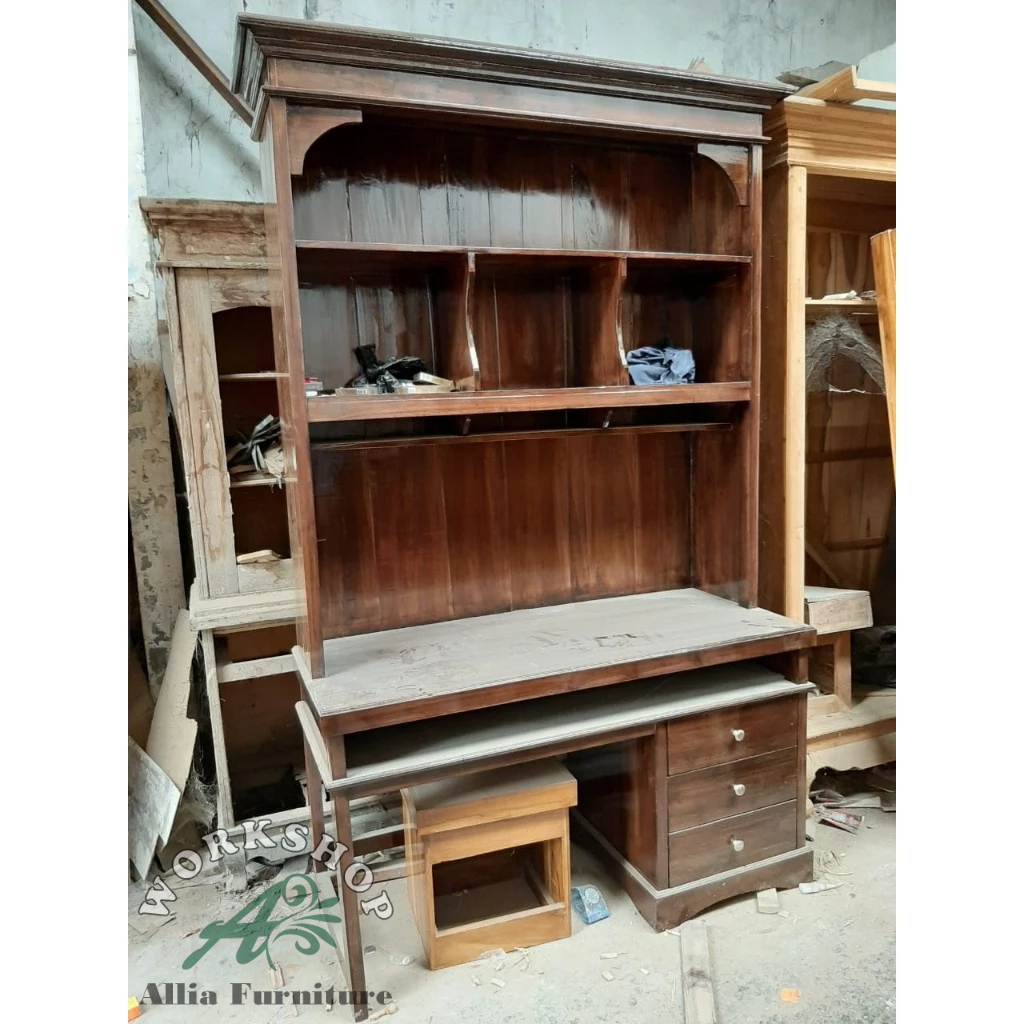 Lemari Meja Belajar Kayu Jati Klasik Model Krisna