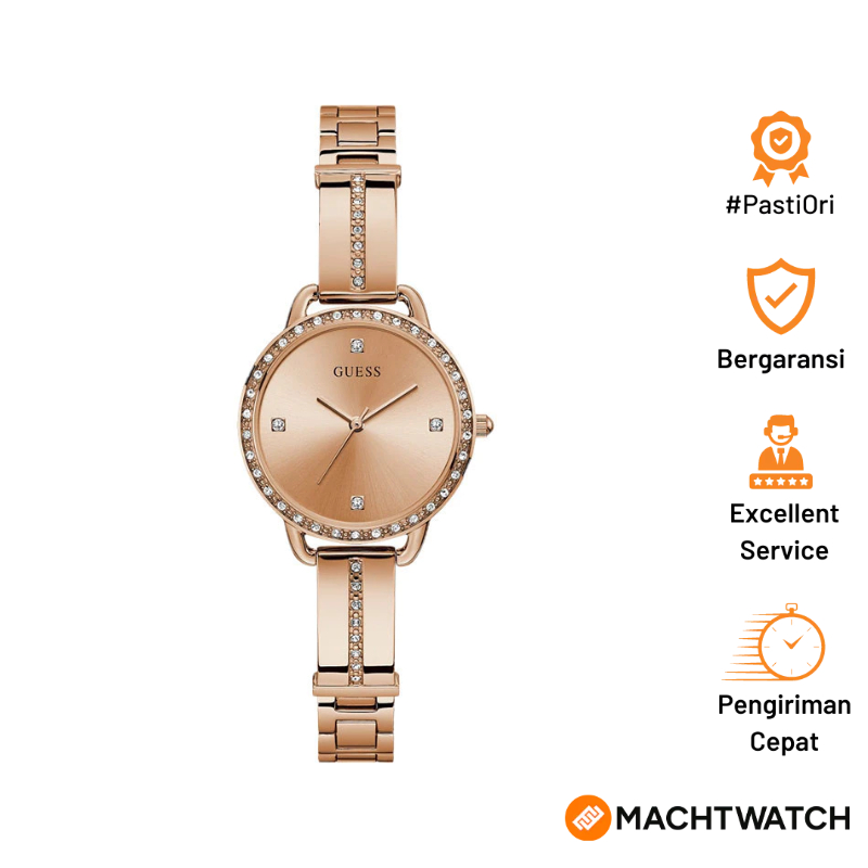 Jam Tangan Wanita Guess Bellini GW0022L3 Rose Gold Sunray Dial Rose Gold Stainless Steel Strap