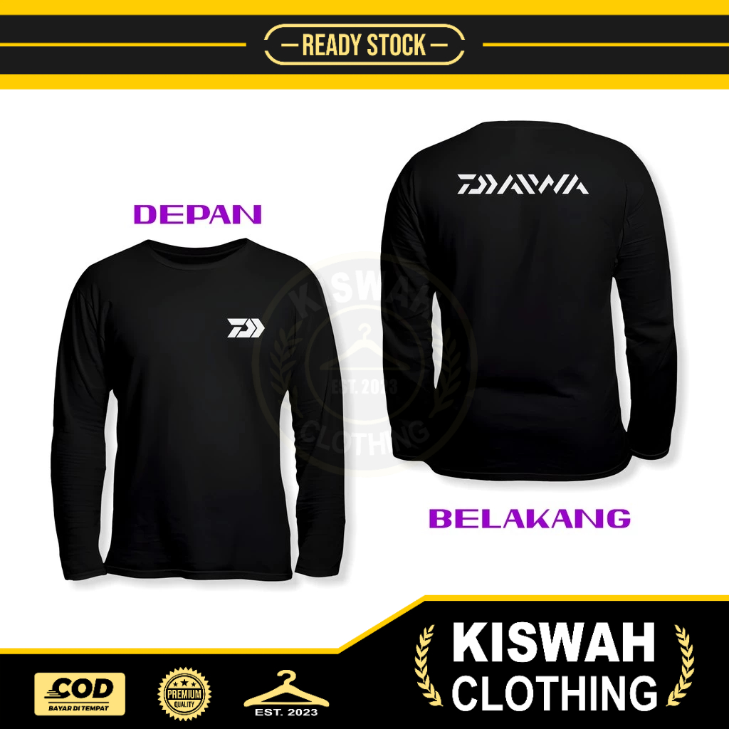 Kaos Tshirt Mancing Daiwa Logo 2 DB Lengan Panjang Baju Sport