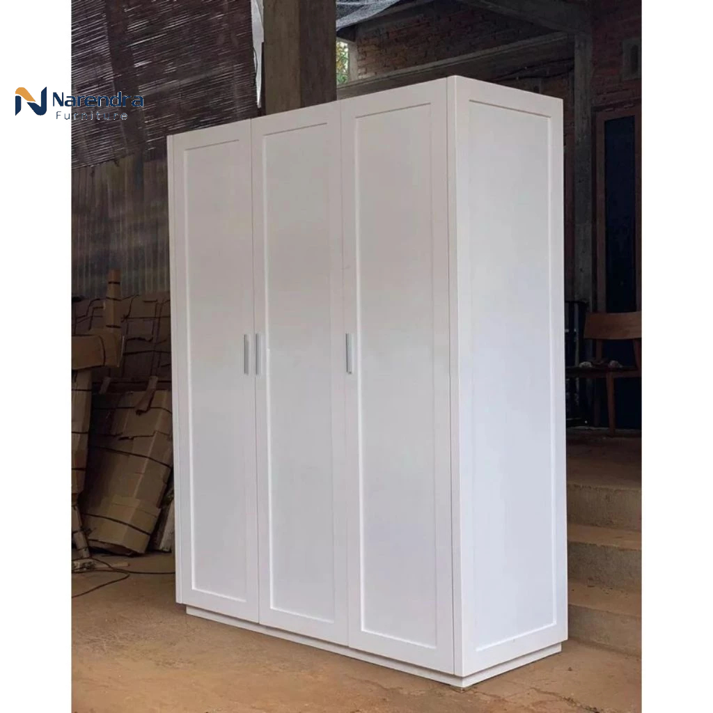 (WARDROBE) Lemari 3 pintu cat duco putih KAYU JATI ASLI JEPARA