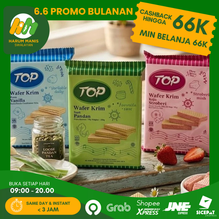 TOP WAFER 300GR / WAFER TOP 300GR / TOP WAFER KRIM STROBERI 300GR / TOP WAFER KRIM PANDAN 300GR / TO