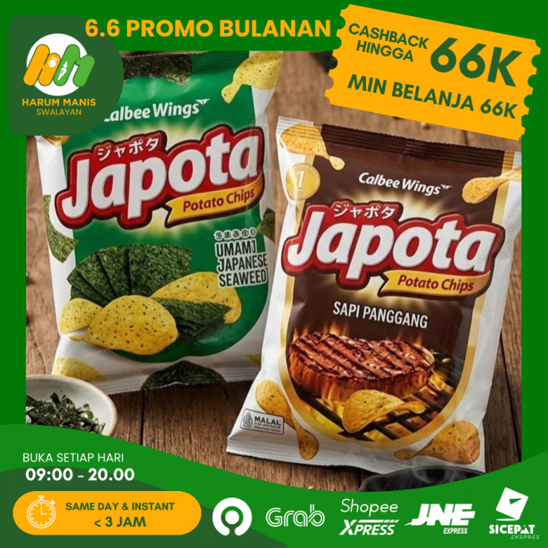 JAPOTA 68GR / SNACK JAPOTA 68GR / JAPOTA POTATO JAPANESE SEAWEED 68GR / JAPOTA SAPI PANGGANG BEEF BB