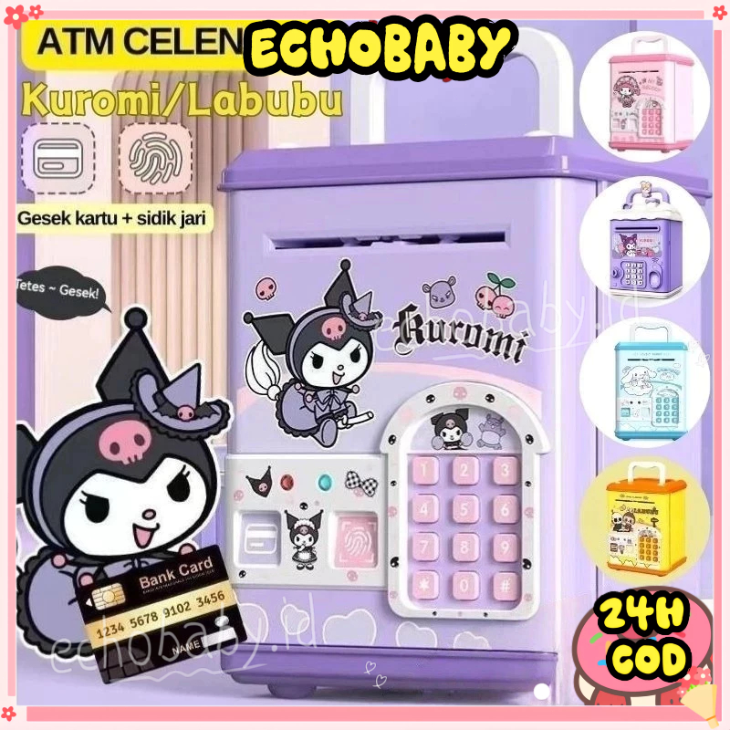 <Lowest price>Mainan Celengan Elektrik Kuromi Labubu Buka Kunci Sidik Jari Kata Sandi Bank Piggy / M