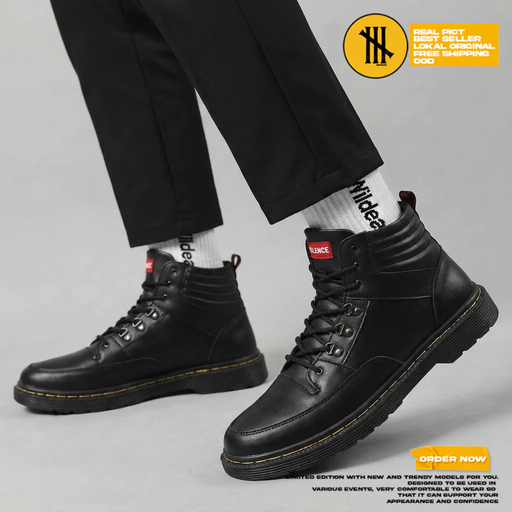 Sepatu Pantofel Boots Hitam Docmart Pria