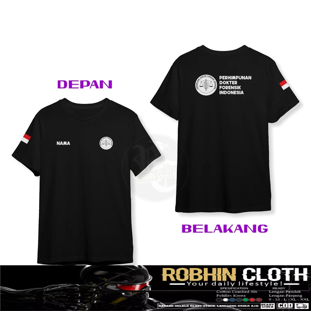 Kaos Baju PDFI Perhimpunan Dokter Forensik Indonesia Gratis Nama DB Baju Kesehatan