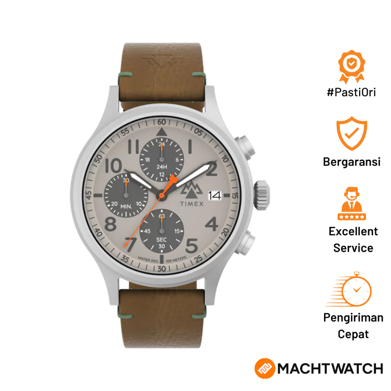 Jam Tangan Pria Timex Expedition TW2Y29900 Sierra Chronograph Grey Dial Brown Leather Strap