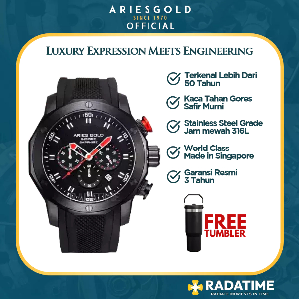 [FREE TUMBLER] Jam Tangan Pria Aries Gold Original Garansi G-7012Z-BK-R