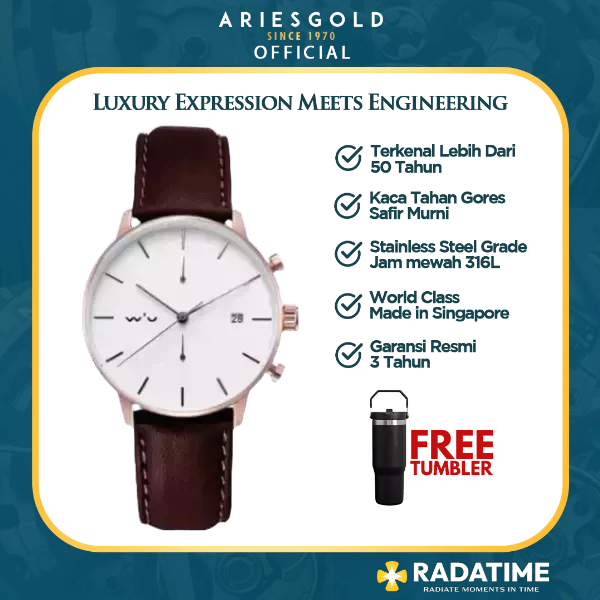 [FREE TUMBLER]  Jam Tangan Wanita Aries Gold Urban Venturer 100% Original Rose Gold L-1034-RG-W