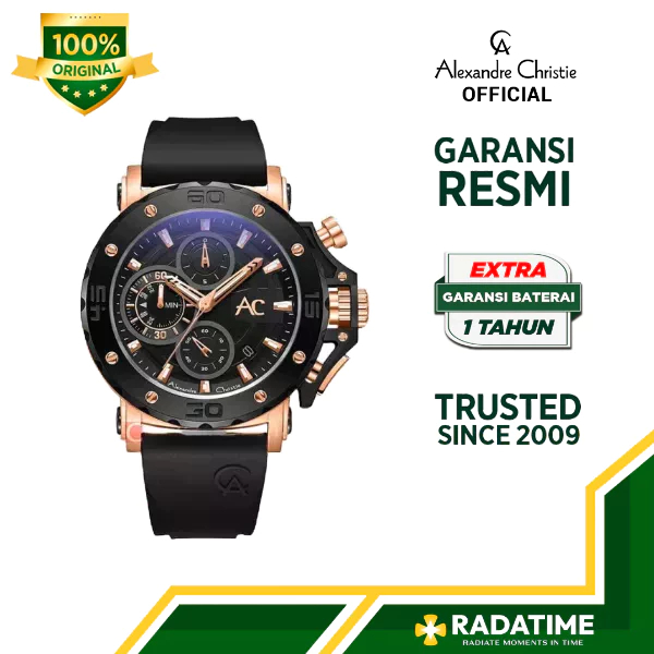 Jam Tangan Pria Alexandre Christie AC Collection 100% Original -Rose Gold 9205 MCRBRBA