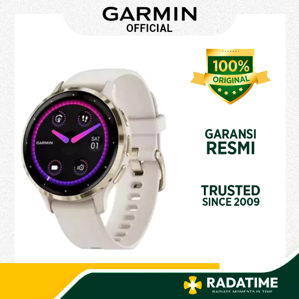Jam Tangan Wanita Garmin Venu 3S Cream Gold Bezel with Ivory Case 100% Original Soft Gold