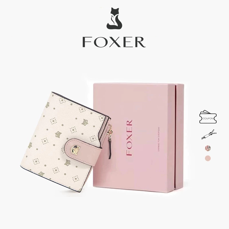 FOXER  Dompet Lipat Wanita Dompet Mini Tempat Kartu yang Lucu dan Elegan Dompet Pendek