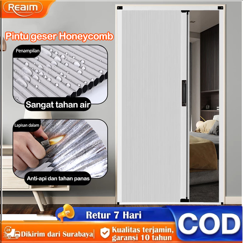 Reaim Pintu Lipat Sarang Lebah Honeycomb Anti Karat - Pintu Geser Sunyi Minimalis untuk Kamar Mandi 